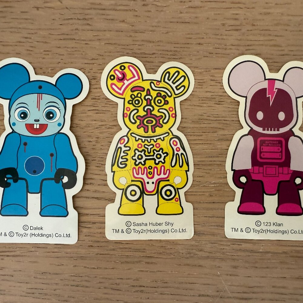 VTG Bear Brick STICKERS TOY2R QEE KIDROBOT Sasha Huber, 123 Klan, Dalek